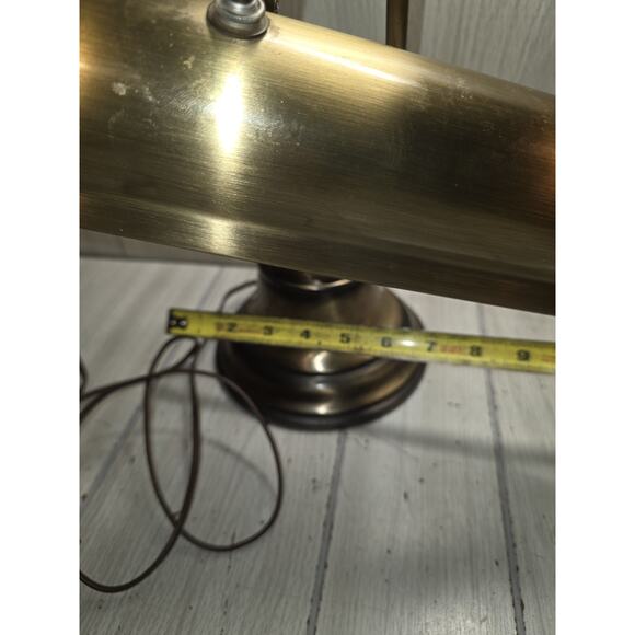 Vtg Brass Banker's Desk Lamp Adjustable Arm Piano Lamp Mid Century Modern - Picture 10 of 12